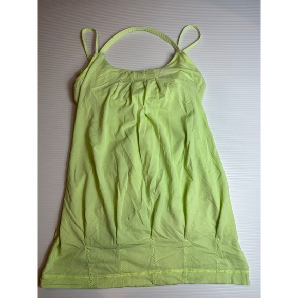 Lululemon Size 6 Neon yellow green Athletic Tank Top Built-In Bra Activewear - Picture 1 of 8
